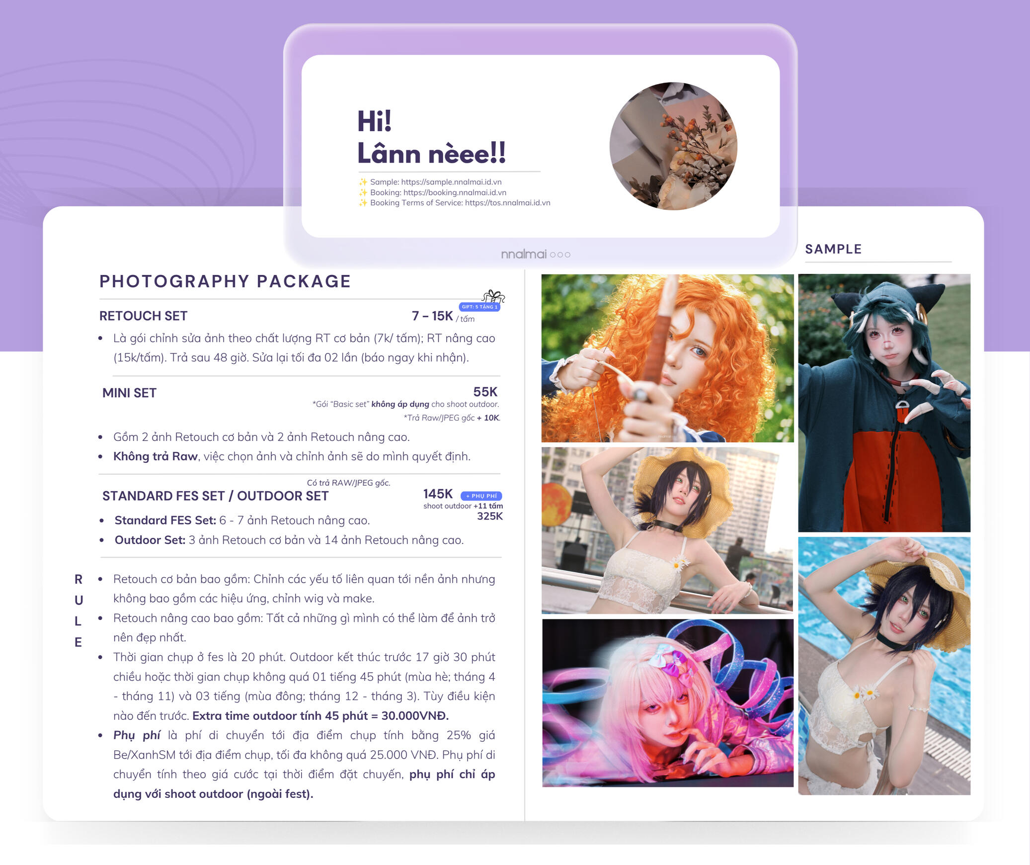 Bảng giá | nnalmai Photograph Bảng giá | nnalmai Photograph